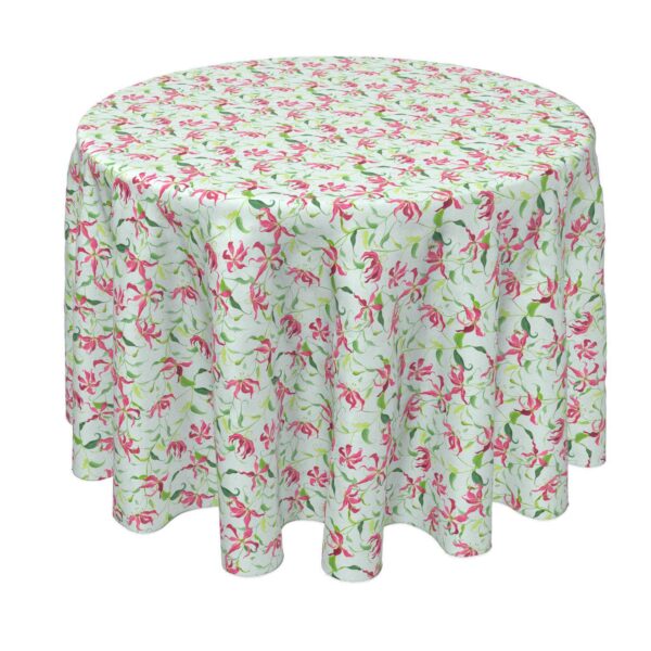 Round Tablecloth, 100% Polyester, 90  Round, Fire Lily Flowers and Leaves