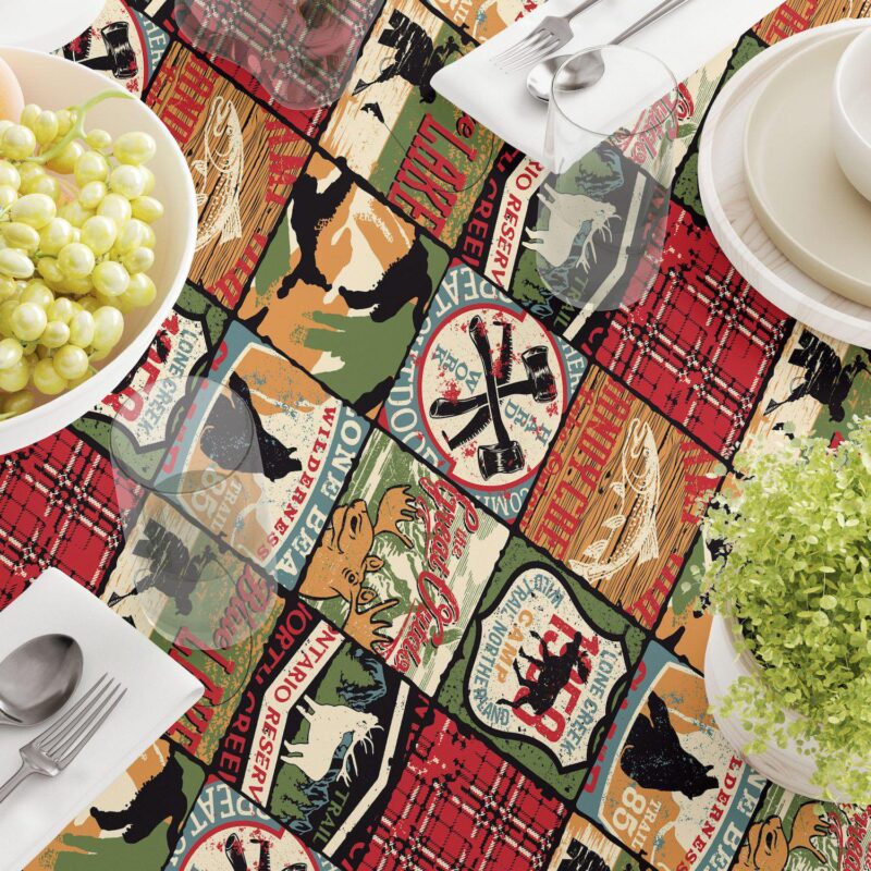 Round Tablecloth, 100% Polyester, 60  Round, Great Outdoors Patchwork - Image 3