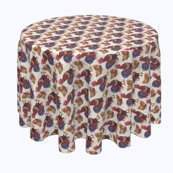 Round Tablecloth, 100% Polyester, 60  Round, Rooster and Chicken Friends