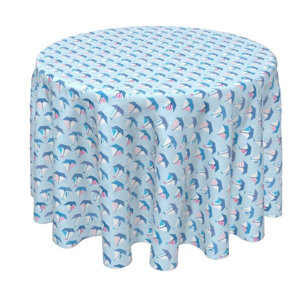 Round Tablecloth, 100% Polyester, 60  Round, Paper Sailboats