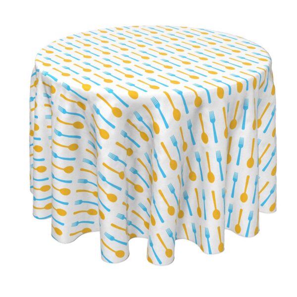 Round Tablecloth, 100% Polyester, 70  Round, Spoons and Forks