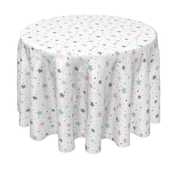 Round Tablecloth, 100% Polyester, 70  Round, Pink and Blue Stars