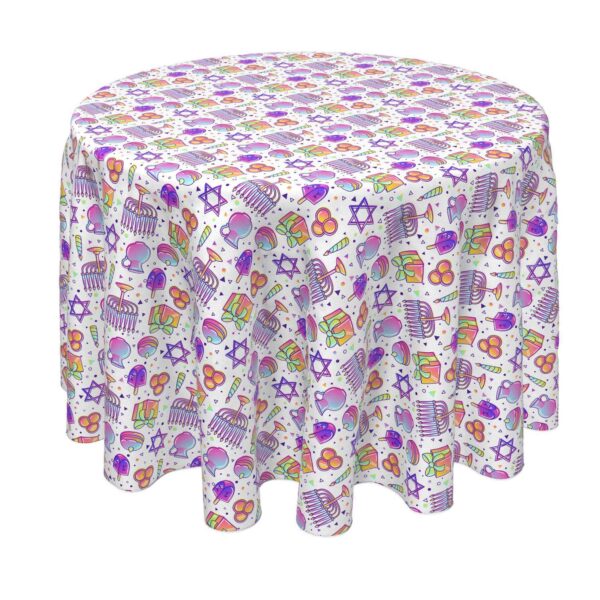 Round Tablecloth, 100% Polyester, 70  Round, Purple Tint Hanukkah