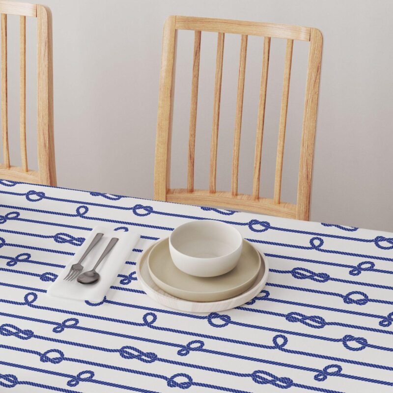 Round Tablecloth, 100% Polyester, 90  Round, Vertical Rope Knot Stripe - Image 4
