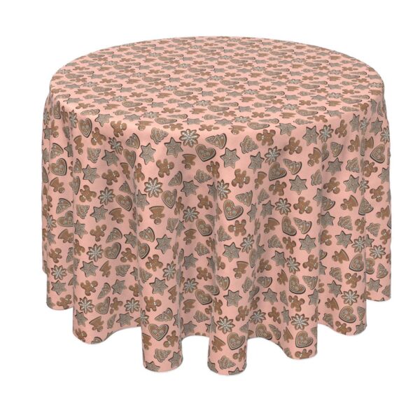 Round Tablecloth, 100% Polyester, 90  Round, Christmas Gingerbread Cookies