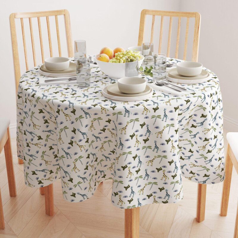 Round Tablecloth, 100% Polyester, 60  Round, Giraffe Wild Life - Image 2