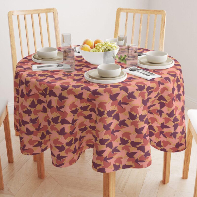 Round Tablecloth, 100% Polyester, 90  Round, Fall Season Maple Leaves - Image 2