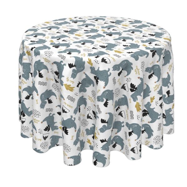 Round Tablecloth, 100% Polyester, 70  Round, Dragons Design