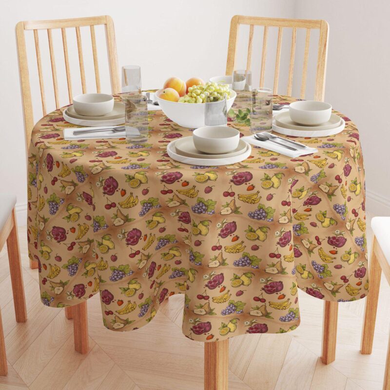Round Tablecloth, 100% Polyester, 60  Round, Bunches of Fruit - Image 2