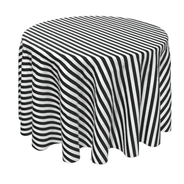 Round Tablecloth, 100% Polyester, 60  Round, Small Stripes, Black