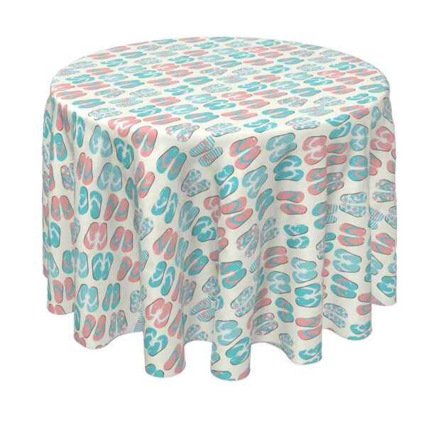 Round Tablecloth, 100% Polyester, 90  Round, Ocean Beach Flip Flops