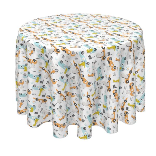 Round Tablecloth, 100% Polyester, 90  Round, Dino Racers