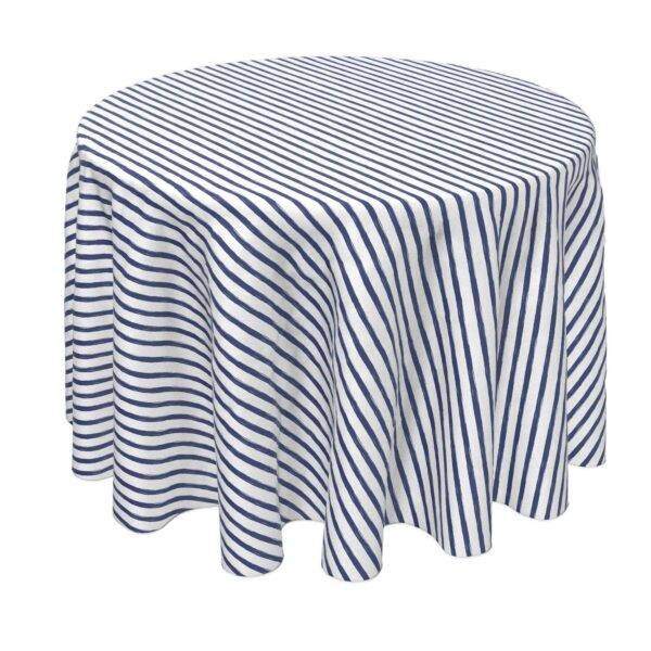 Round Tablecloth, 100% Polyester, 60  Round, Navy brush Stroke Stripe