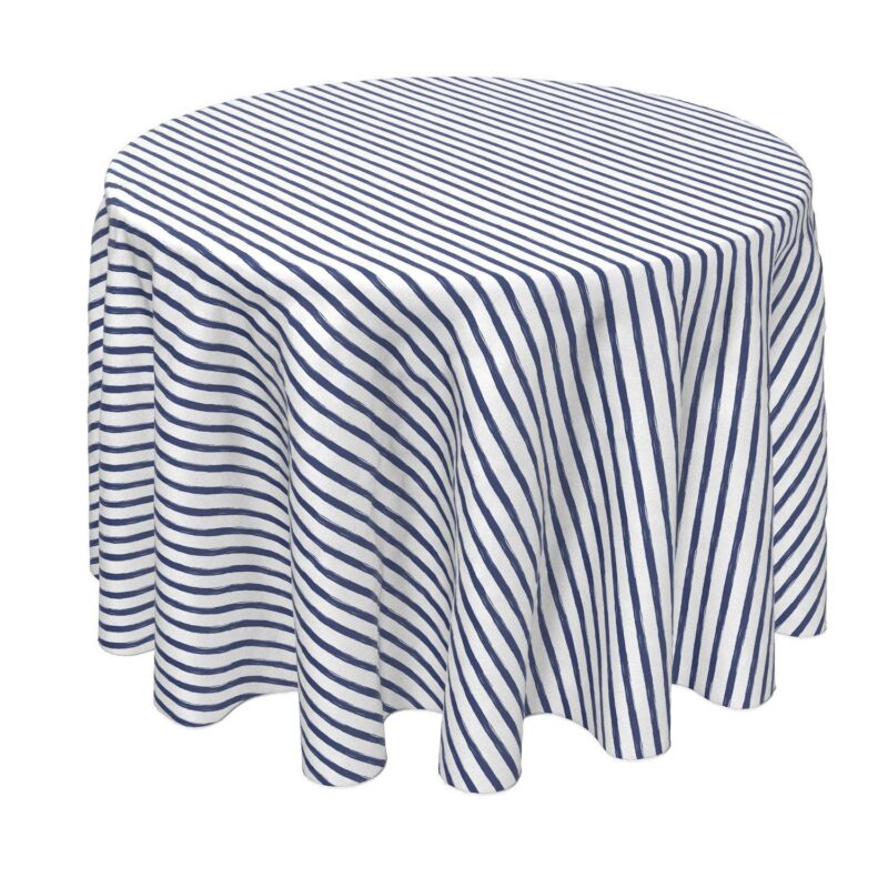 Round Tablecloth, 100% Polyester, 60  Round, Navy brush Stroke Stripe