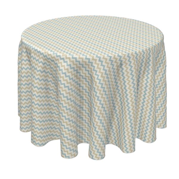 Round Tablecloth, 100% Polyester, 70  Round, Textured Chevron Design