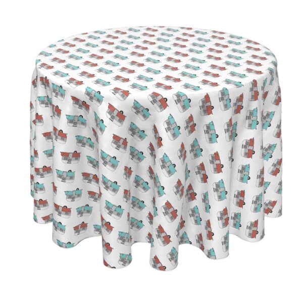 Round Tablecloth, 100% Polyester, 90  Round, Retro Trailer Camper