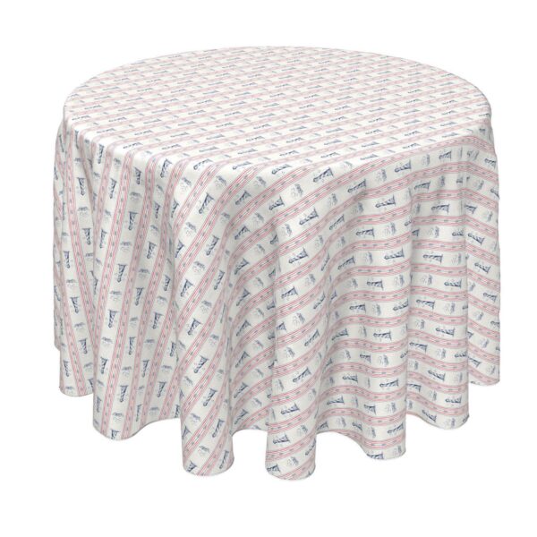 Round Tablecloth, 100% Polyester, 90  Round, Lighthouse Stripe