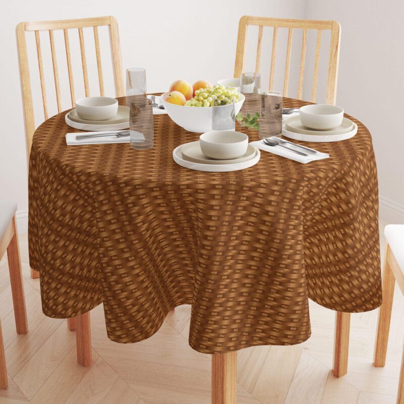 Round Tablecloth, 100% Polyester, 60  Round, Copper Style Wicker - Image 2