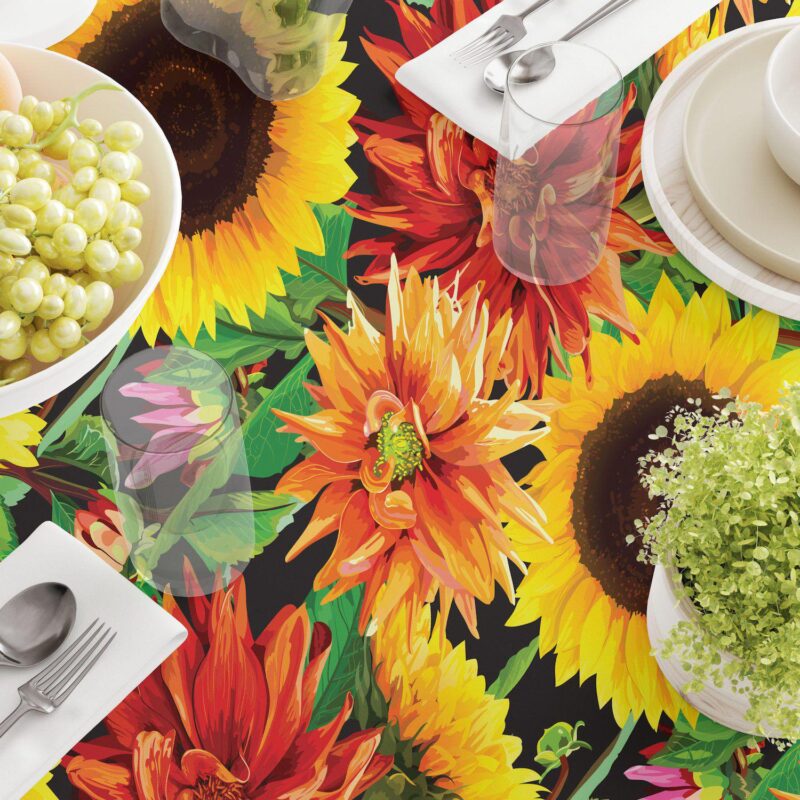 Round Tablecloth, 100% Polyester, 70  Round, Sunflower Garden - Image 3