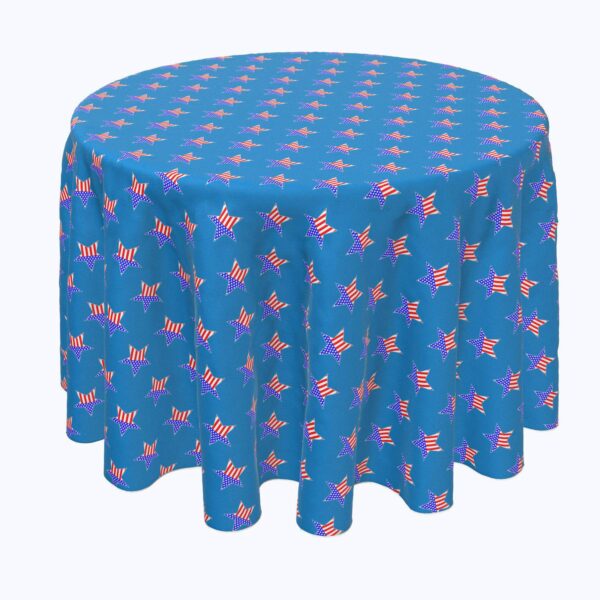 Round Tablecloth, 100% Polyester, 60  Round, American Flags in Stars