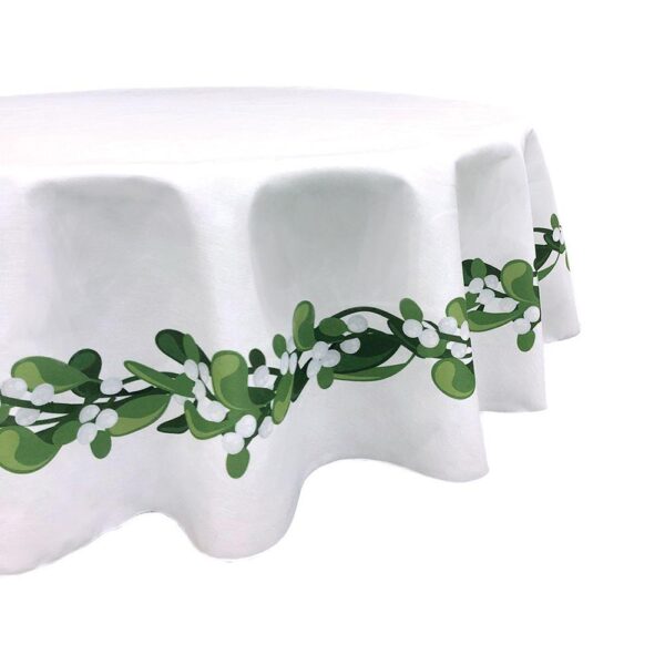 Round Tablecloth, 100% Polyester, 90  Round, Mistletoe Garland