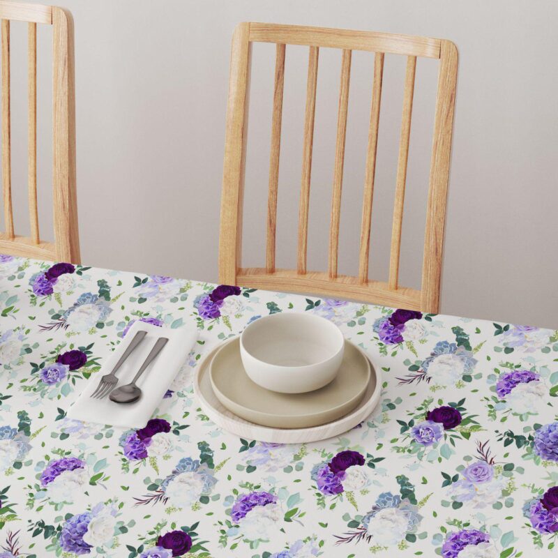 Round Tablecloth, 100% Polyester, 90  Round, Purple and White Hydrangeas - Image 4