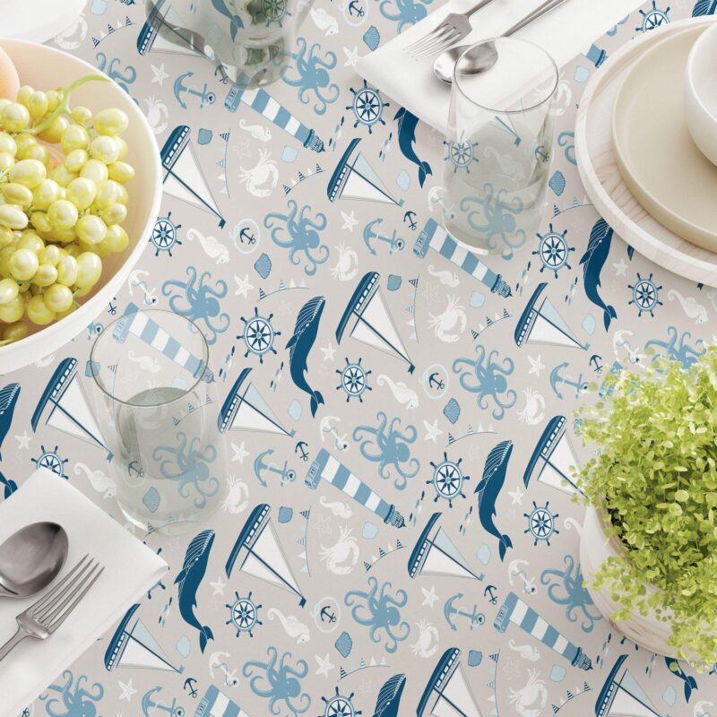 Round Tablecloth, 100% Polyester, 70  Round, Elements of the Sea - Image 3
