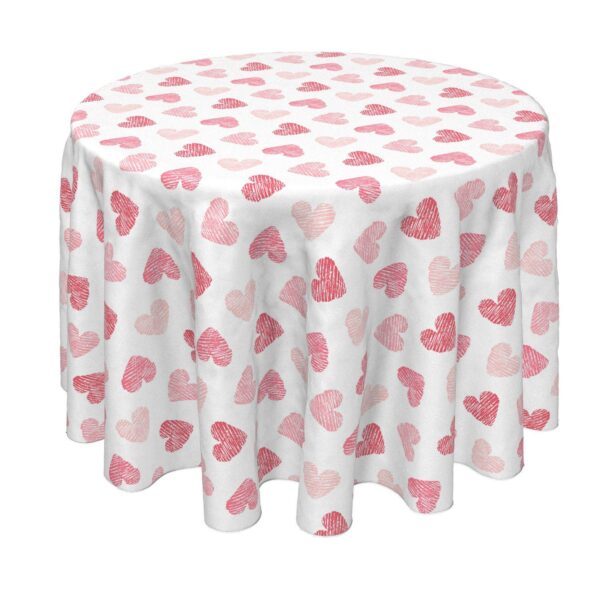 Round Tablecloth, 100% Polyester, 90  Round, Valentine's Shaded Hearts