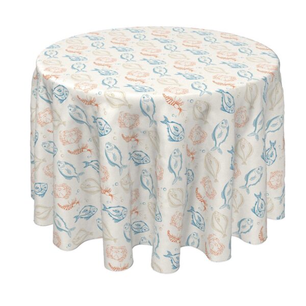 Round Tablecloth, 100% Polyester, 70  Round, Retro Sea