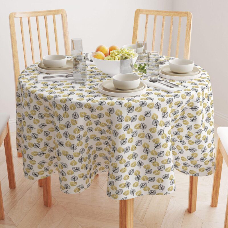 Round Tablecloth, 100% Polyester, 70  Round, Golden Leaves - Image 2