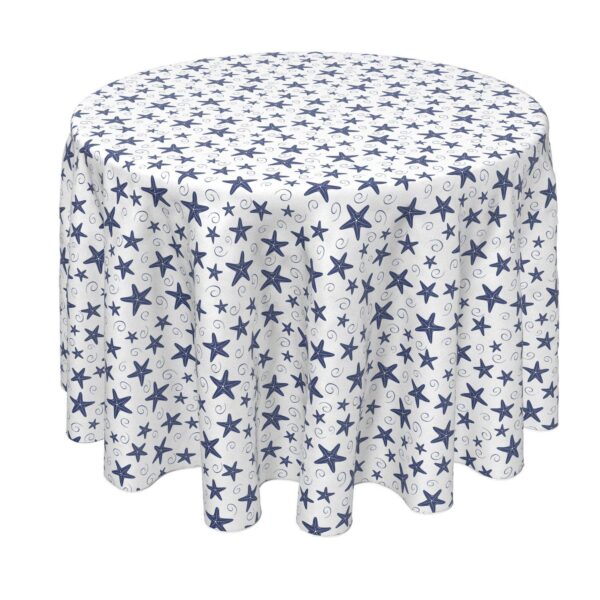 Round Tablecloth, 100% Polyester, 70  Round, Navy Starfish and Swirls