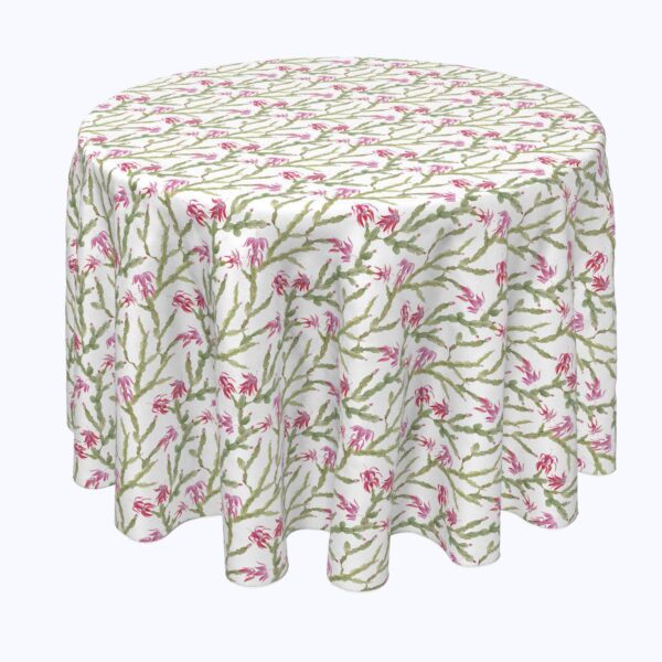 Round Tablecloth, 100% Polyester, 70  Round, Schlumberger Cactus