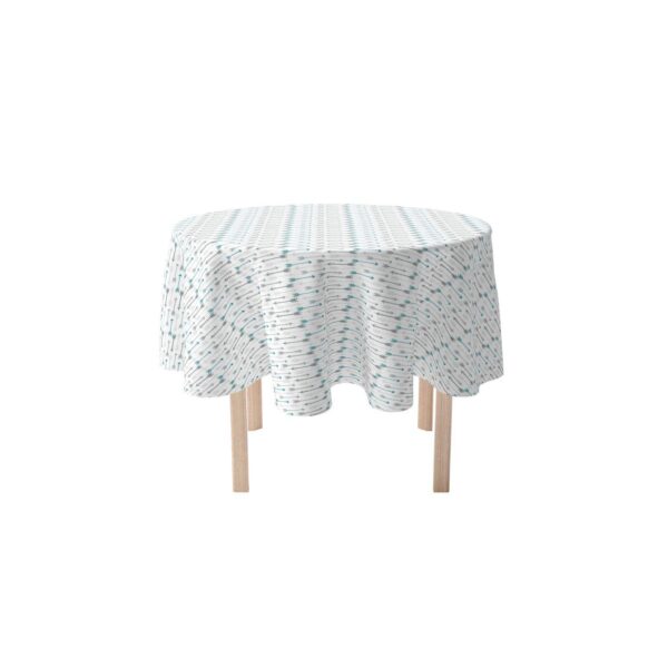 Round Tablecloth, 100% Polyester, 90  Round, Grey and Blue Arrows