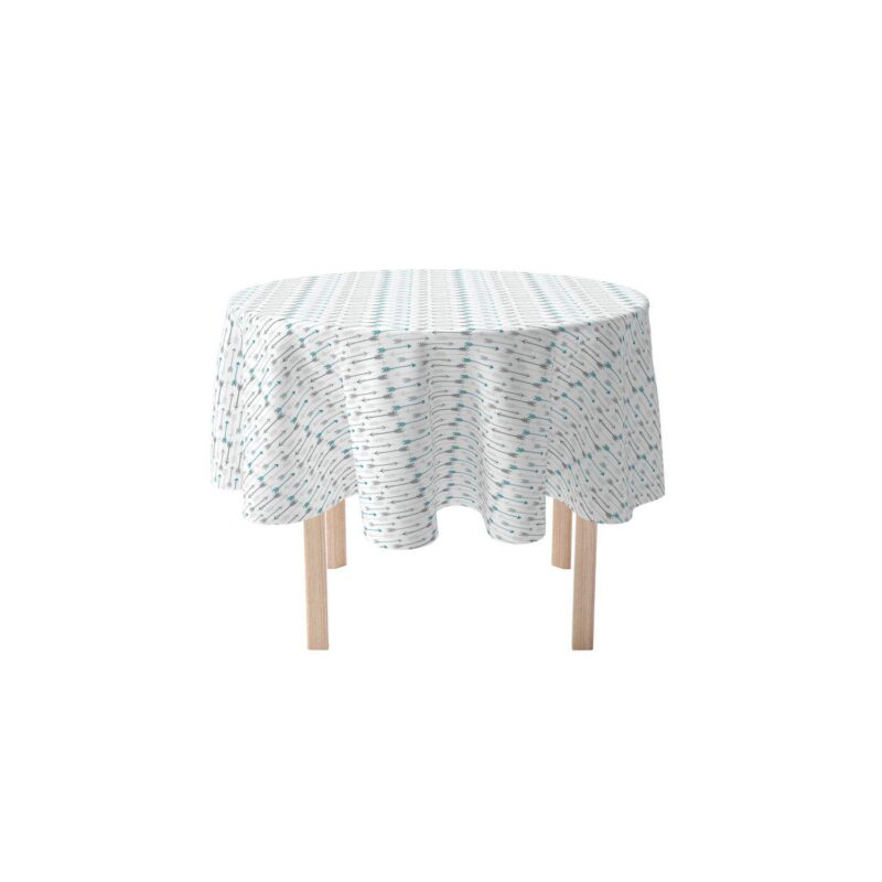 Round Tablecloth, 100% Polyester, 90  Round, Grey and Blue Arrows