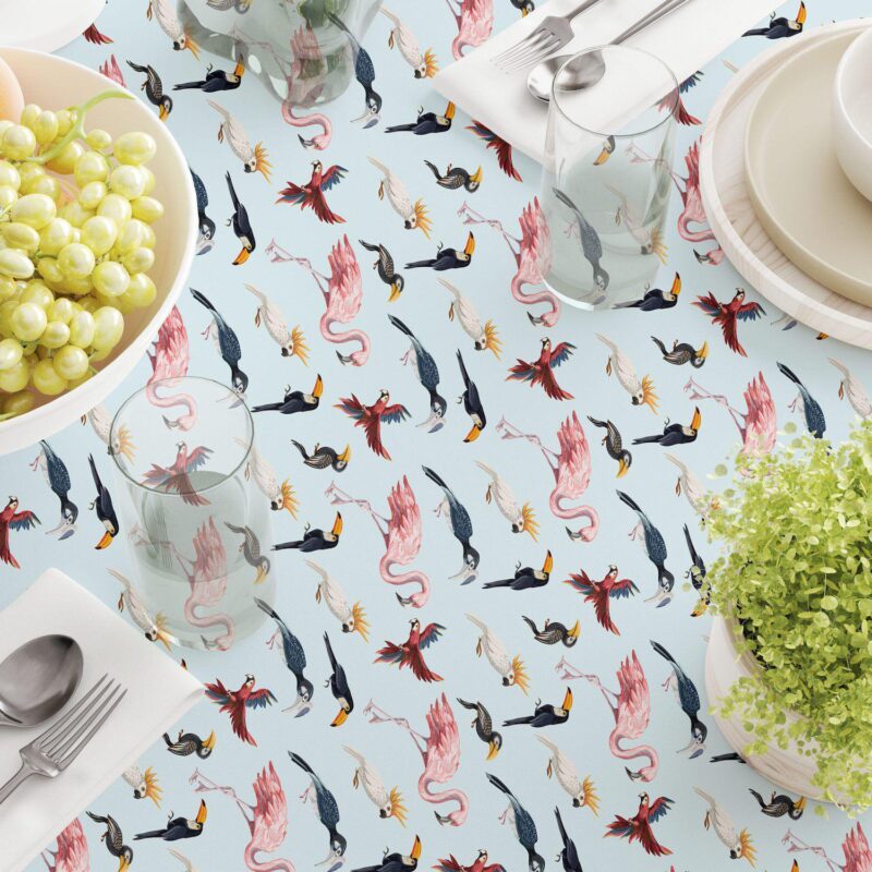Round Tablecloth, 100% Polyester, 90  Round, Jungle Birds - Image 3