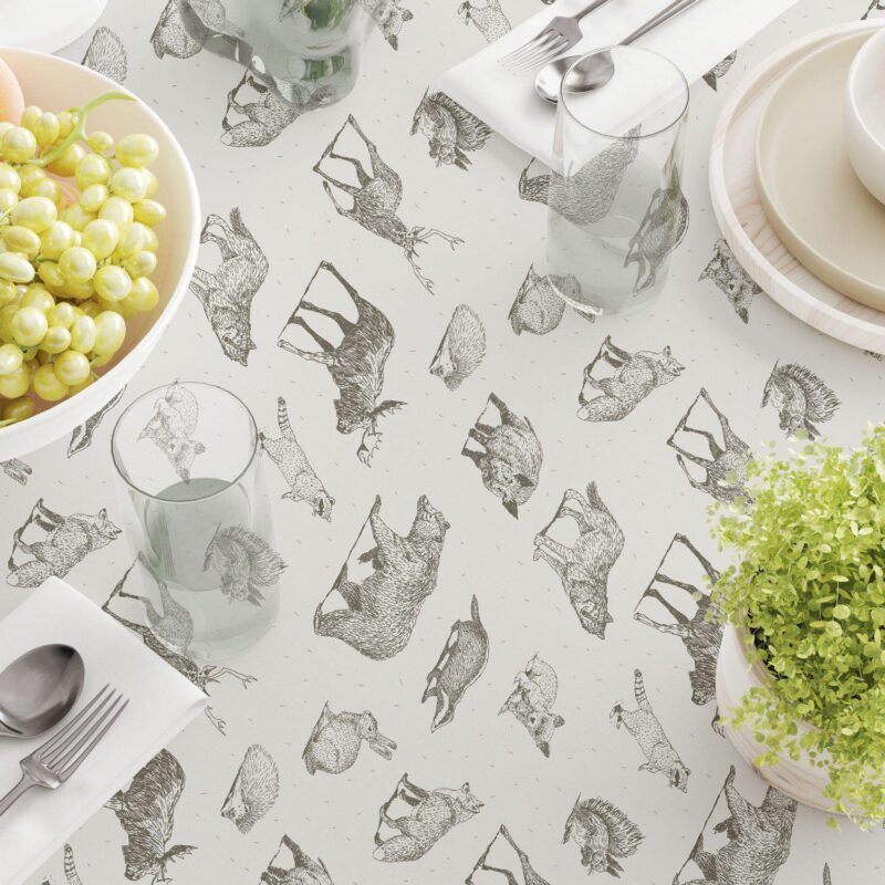Round Tablecloth, 100% Polyester, 90  Round, Hand Drawn Wild Animals - Image 3