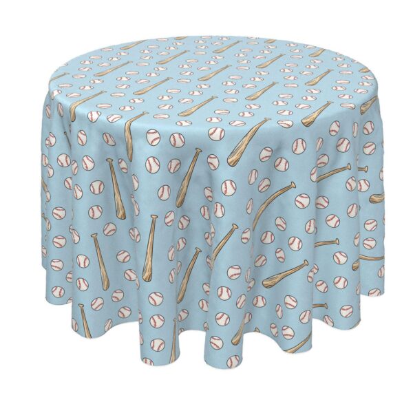 Round Tablecloth, 100% Polyester, 70  Round, Baseballs and Bats