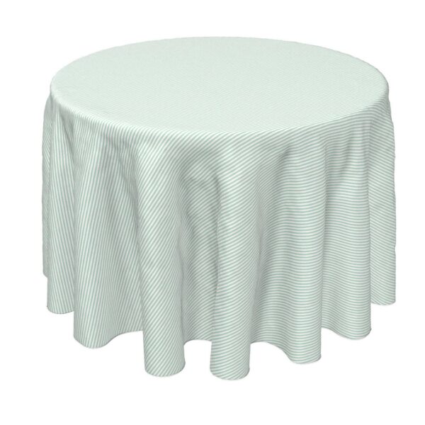 Round Tablecloth, 100% Polyester, 70  Round, Pinstripes, Celadon and White