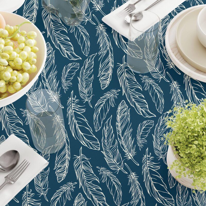 Round Tablecloth, 100% Polyester, 60  Round, Calligraphy Feathers - Image 3
