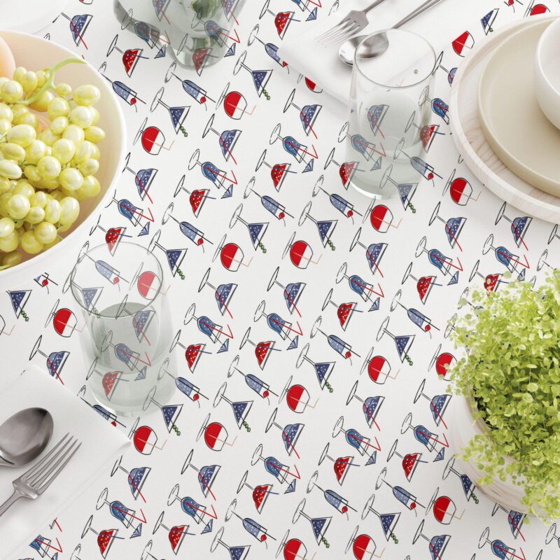 Round Tablecloth, 100% Polyester, 90  Round, Cocktails in Hand - Image 3