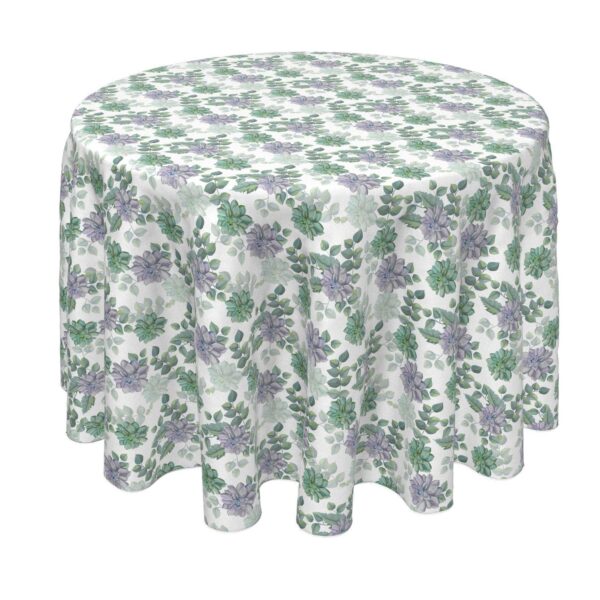 Round Tablecloth, 100% Polyester, 60  Round, Succulents and Tropical Leaves