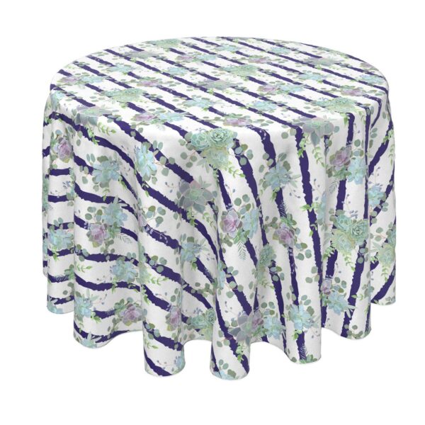 Round Tablecloth, 100% Polyester, 90  Round, Succulent Stripe