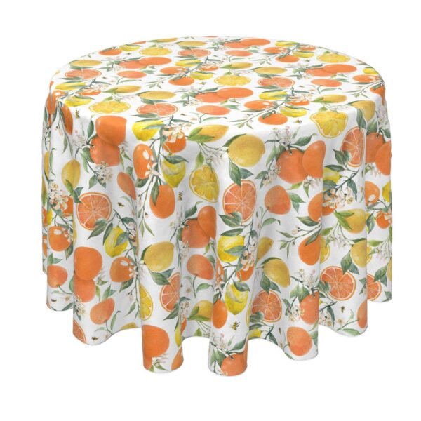 Round Tablecloth, 100% Polyester, 60  Round, Oranges and lemons