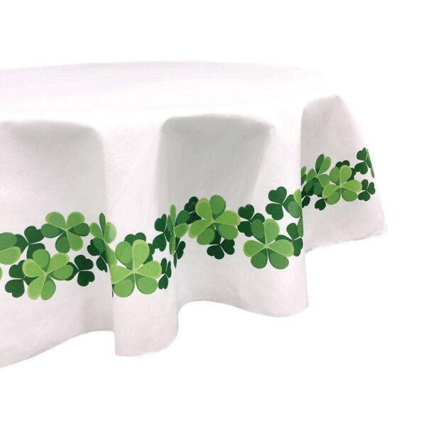 Round Tablecloth, 100% Polyester, 60  Round, Clover Garland