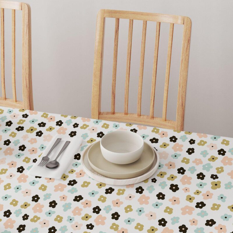 Round Tablecloth, 100% Polyester, 90  Round, Cartoon Flowers - Image 4