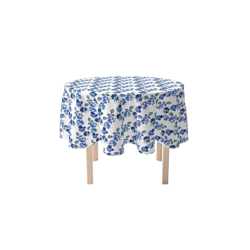 Round Tablecloth, 100% Polyester, 60  Round, Blue Watercolor Roses