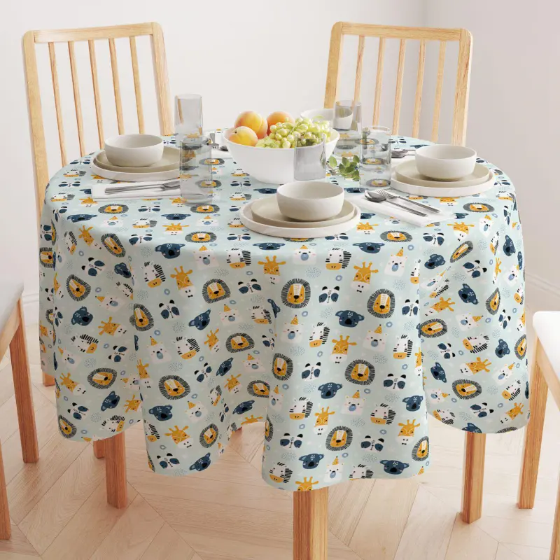 Round Tablecloth, 100% Polyester, 90  Round, Animal Faces - Image 2