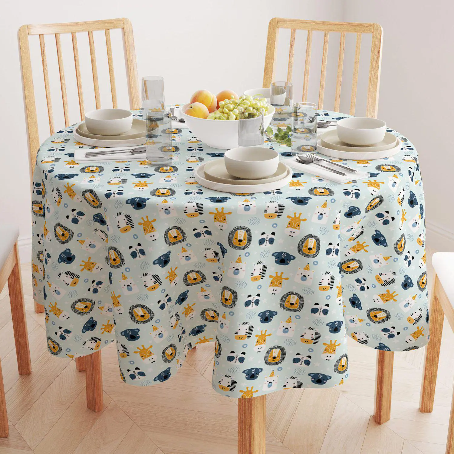 Round Tablecloth, 100% Polyester, 90 Round, Animal Faces 2 Round Tablecloth, 100% Polyester, 90  Round, Animal Faces - Image 2