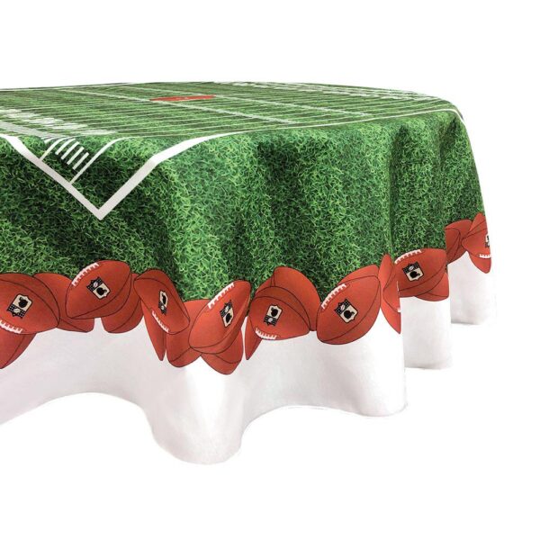 Round Tablecloth, 100% Polyester, 90  Round, Football Garland