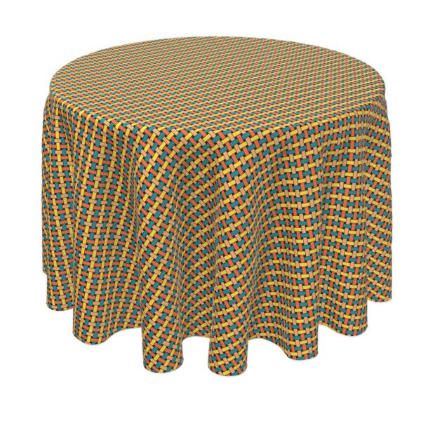 Round Tablecloth, 100% Polyester, 90  Round, Colorful Geometric Lattice